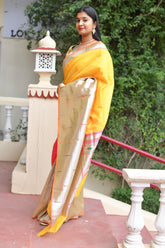 Kavvya Yellow Soft & Lightweight Mulberry Silk Saree I KAVVYA